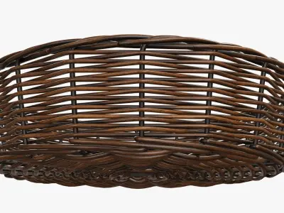 Wicker basket round dark brown 3D model