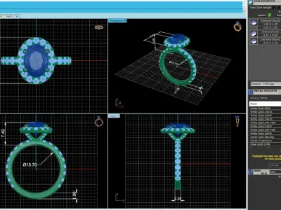 Side-stone Diamond Wedding Ring R1 3D print model