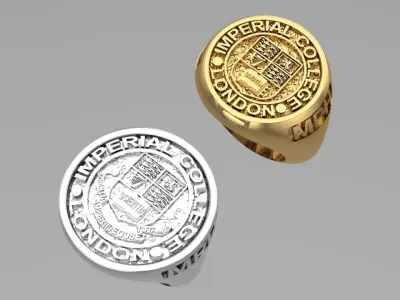 gold imperial London college ring  3D print model
