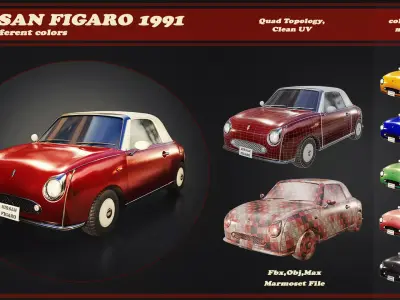 Nissan Figaro 1991 Low-poly 3D model