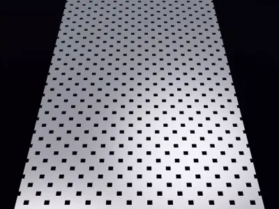Perforated panel in 45 degree staggered pattern with square hole 3D Model Collection