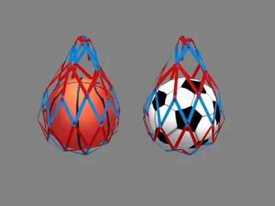 Cartoon football and basketball - net bag Low-poly 3D model