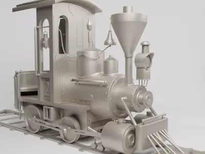 Train  old  Steam with working pistons- Low-poly 3D models  Low-poly 3D model