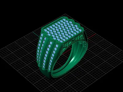 Print Ready STL 3DM  Gents Rings Diamond Men Ring  3D print model 239