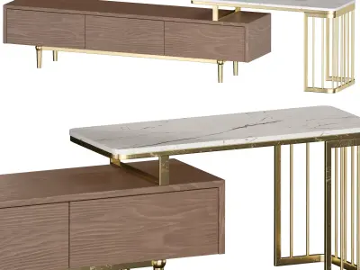 Lucrecio Luxury Retractable Marble Media Unit 3D model