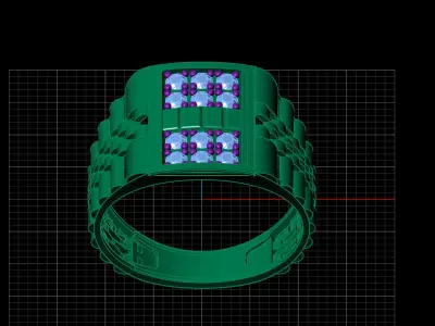 Print Ready STL 3DM  Gents Rings Diamond Men Ring  3D print model