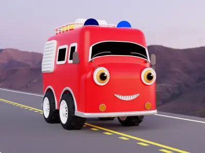 Cartoon Fire Truck 3D model