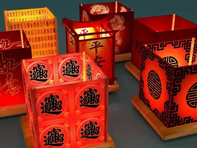 Chinese water lantern Low-poly 3D model