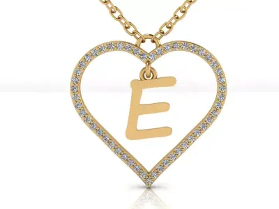 Jewelry Diamond Alphabet Pendant E 3D print model
