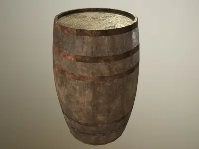 PBR Wooden Barrel Low-poly 3D model