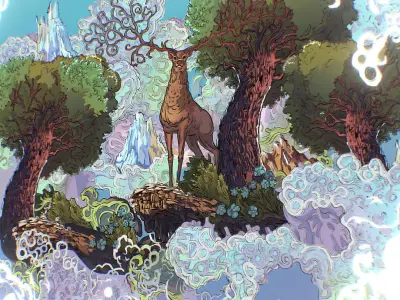 Landscape North Europe Scene Vector Paralax Low-poly 3D model