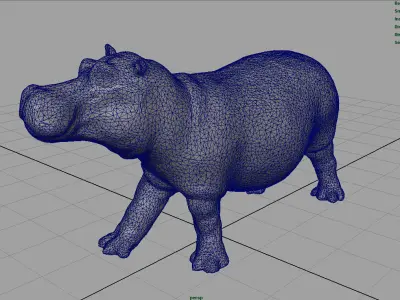 Hippopotamus with mouth closed Low-poly 3D model