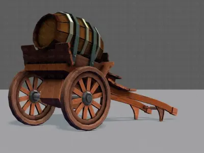 Medieval CartV02 Low-poly 3D model
