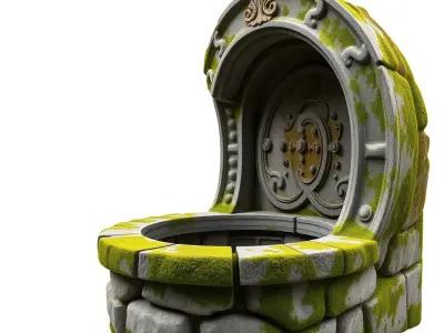 Antique Stone Well Entrance with Arch Model Pack Low-poly 3D model