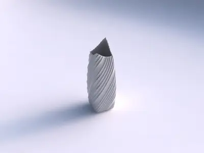 Vase double arc rectangle with flowing extruded lines 3D print model