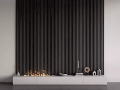 Decorated Wall with Biofireplace 3D model