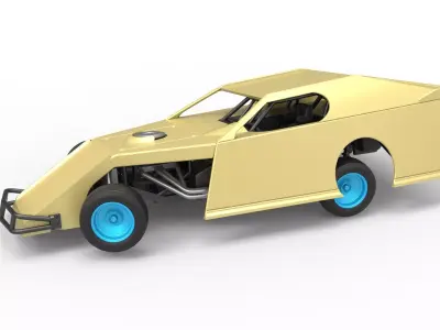 Dirt Modified stock car while turning Scale 1 to 25 3D print model