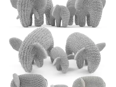 Knitted Elephants Toys 3D model