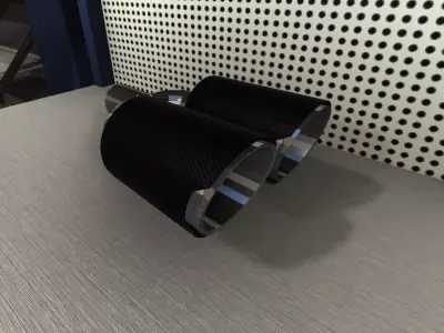 Dual Carbon Exhaust Pipe for Tuned Cars Low-poly 3D model