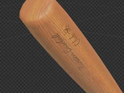 baseball bat and Ball  Low-poly 3D model