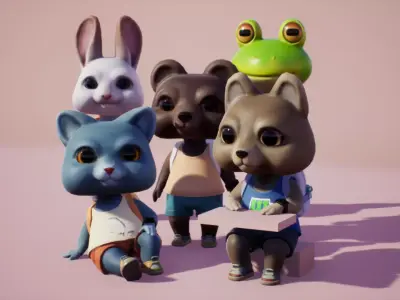 Animals mini Low-poly 3D model