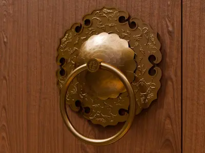 Chinese Style Vintage Door Knocker 8- High Poly 3D Model 3D print model