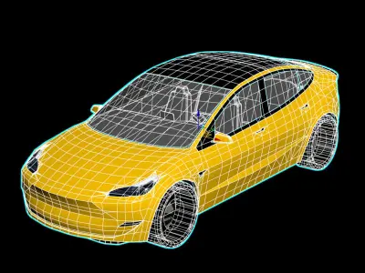 R3DP Low-Poly PBR American Cars - Tesla Model 3 EV Low-poly 3D model