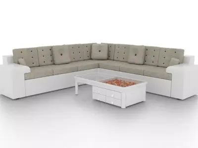 white sofa  Free low-poly 3D model