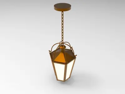 lantern J pendant light hanging from chain 3D model