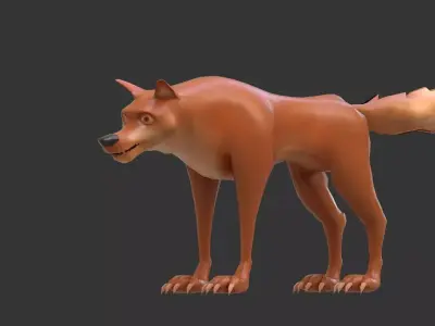 Stylish cartoon wolf 3D model