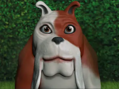  Cartoon bulldog Low-poly 3D model