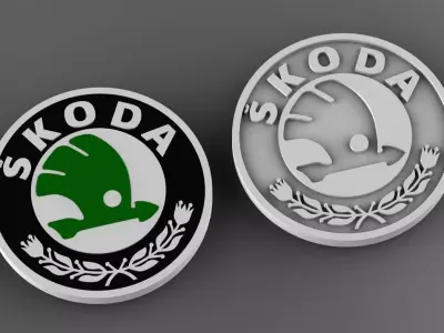 skoda two emblems 3D print model