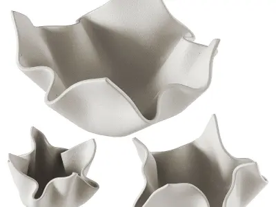 Decorative ceramic relief folded vases 3D model