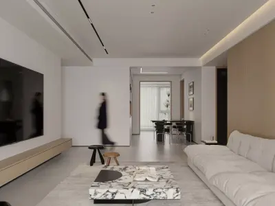 Modern living room dining room interior scenes 457 3D model