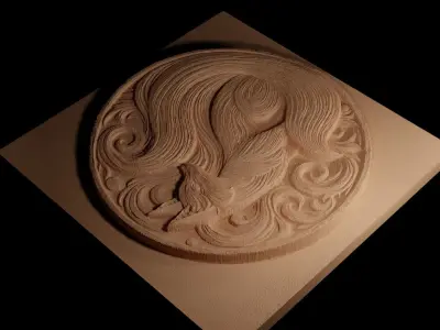 Kitsune Circle CNC 3d Print High Relief Sand Casting 3D print model