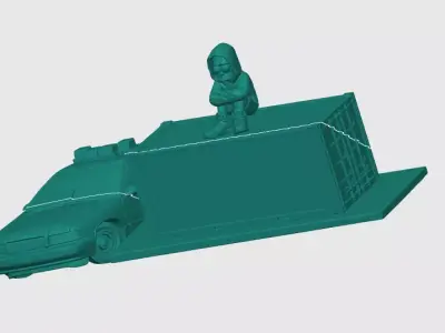 Bart Simpson sculpture urban vibe container police car 3D print model