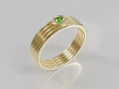 Golden Strands Ring with Peridot - Free 3D print ready  Free 3D print model