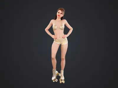 Roller Skate Woman Low-poly 3D model