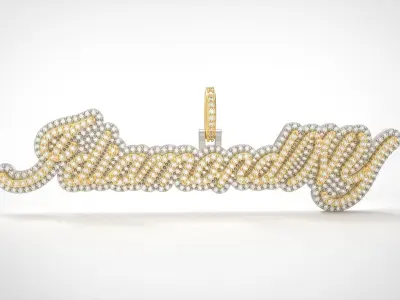 Model 1071 IdiamondNY Name Plate Diamond Pendant  3D print model