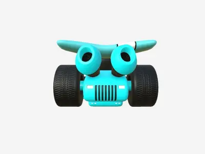 Cartoon Kart A08 Light Blue - Vehicle Racing Design Low-poly 3D model