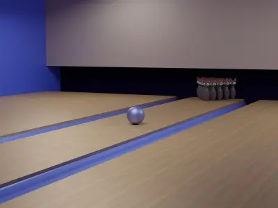 Hyper-Casual Cat bowling pins and ball Free low-poly 3D model