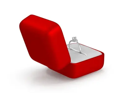 Ring Box and Diamond Ring Low-poly 3D model