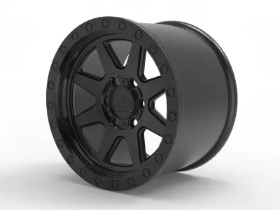 Matte black W Black Lip Edge  Black Bolts Baker Wheel 3D print model