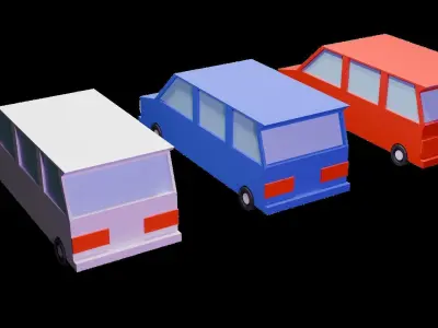 3 different Color Low Poly Car Low-poly 3D model
