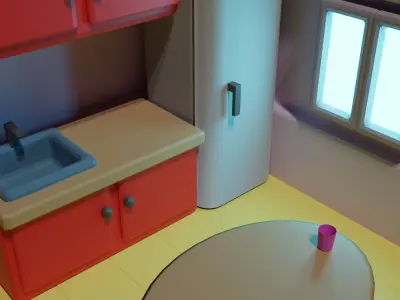 Kitchen in the House ART Free low-poly 3D model