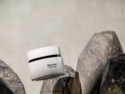 Floating Elegance Minimal Beauty Jar Mockup Low-poly 3D model