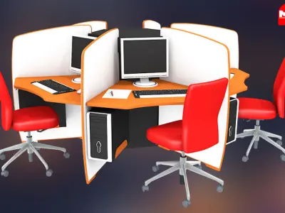 Office Furniture Interior Decoration Set 3D model