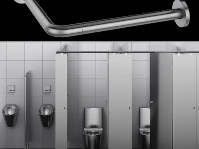 Sanitary partitions for public toilets FunderMax 2 3D model