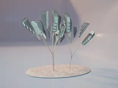 Conceptual shrub S1Av2  Low-poly 3D model