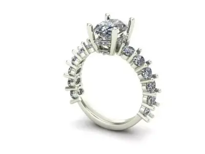 Engagement Ring Rounded With Round and Oval Diamond  3D model